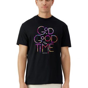 Camiseta Unisex de Algodón en Negro con Estampado de God is Good all the Time