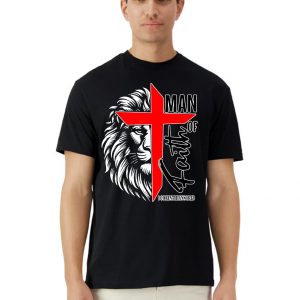 Camiseta Unisex de Algodón en Negro con Estampado de Man of Faith