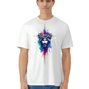 Camiseta Unisex de Algodón Blanco con Estampado de Jesús