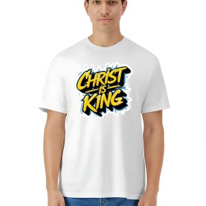 Camiseta Unisex de Algodón Blanco con Estampado de Christ is King