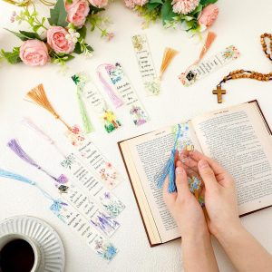 30 Marcapáginas de Acrílico con Versículos Bíblicos en Español y Borlas